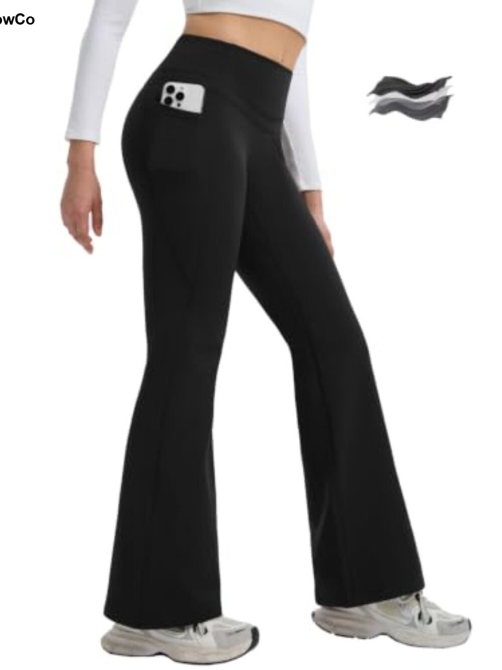 Fleece Lined Thermal Flare Yoga Pants High Rise Tummy Control Side Pockets